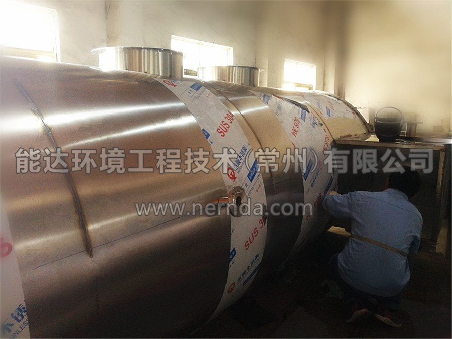 圖為能達(dá)環(huán)境生產(chǎn)部，正在緊鑼密鼓生產(chǎn)鋰電池廠廢氣處理設(shè)備廢氣噴淋吸收塔1